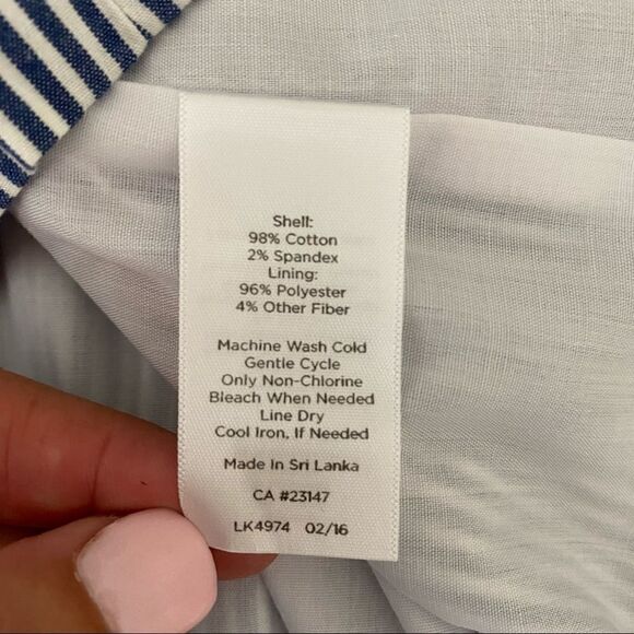 Talbots 4P Seersucker Blue White A Line Skirt - Picture 6 of 6